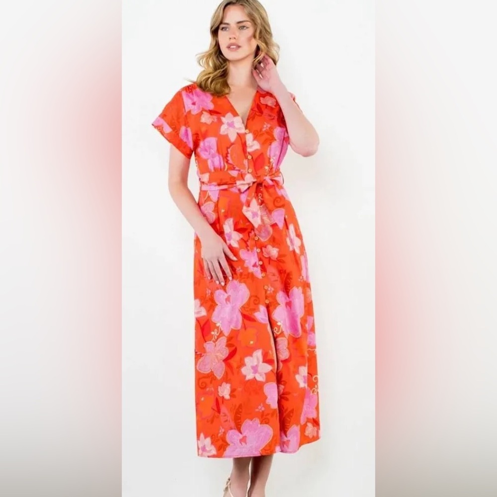 THML Orange and Pink Maxi Dress